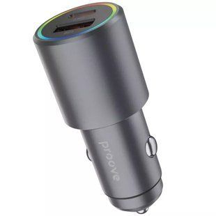 Автомобільний зарядний пристрій Proove Double Energy Plus 53W швидка зарядка Type-C + USB - Metal Grey nc 48859 фото