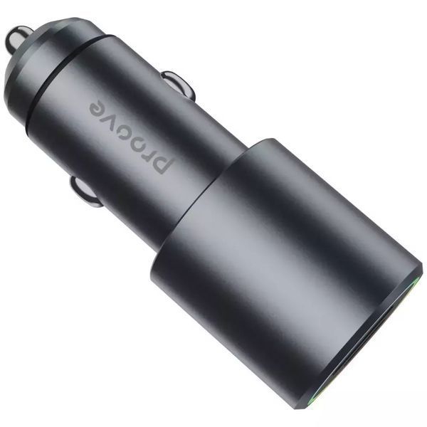 Автомобільний зарядний пристрій Proove Double Energy Plus 53W швидка зарядка Type-C + USB - Metal Grey nc 48859 фото