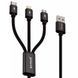 Кабель нейлоновий 3 в 1 Type-C + Lightning + Micro USB Proove Triple Connection 1.3 метри - Чорний nc 64748 фото 1