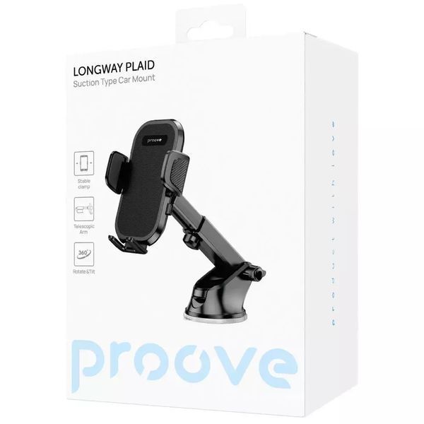 Автомобільний тримач Proove Longway Plaid телескопічний на присосці - Чорний nc 48405 фото