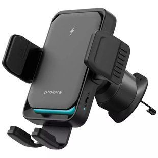 Автомобільний тримач Proove Sonic Pro 15W з бездротовою зарядкою на дефлектор - Чорний nc 64695 фото