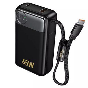 Павербанк для ноутбука Hoco Q53 Skillful 12000mAh 65W зі швидкою зарядкою та вбудованим кабелем - Чорний hoco q53 фото