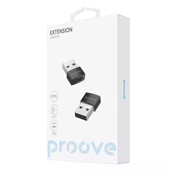 Перехідник OTG Type-C to USB Proove Extension алюмінієвий - Чорний nc 47797 фото