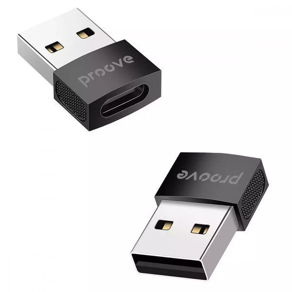 Перехідник OTG Type-C to USB Proove Extension алюмінієвий - Чорний nc 47797 фото