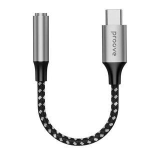 Перехідник аудіо плетений Type-C to 3.5mm Proove SoundMesh AUX Hi-Fi 14 сантиметрів - Сірий nc 54804 фото