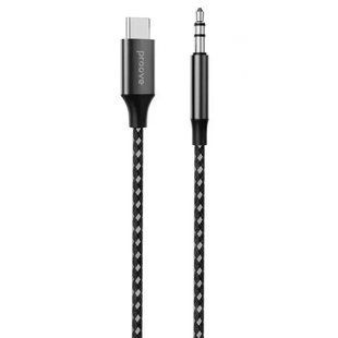 Кабель аудіо плетений Type-C to 3.5mm Proove SoundMesh AUX Hi-Fi 1 метр - Чорний nc 55273 фото