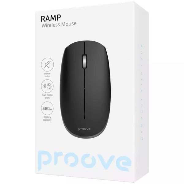 Бездротова миша акумуляторна Proove Ramp Bluetooth + 2.4GHz ультратонка - Чорний nc 63950 фото