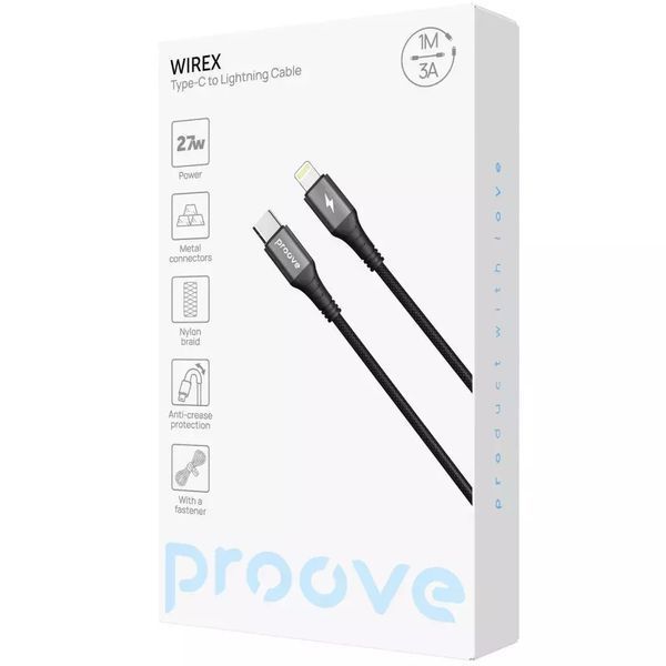 Кабель плетений Type-C to Lightning Proove WireX 27W 3A 1 метр - Чорний nc 63261 фото