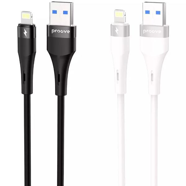 Кабель силіконовий USB to Lightning Proove Light Silicone Plus 2.4A 1 метр - Чорний nc 63252 фото