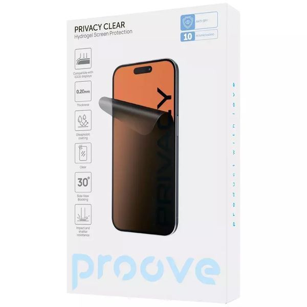 Захисна гідрогелева плівка анти-шпигун Proove Hydrogel Screen Protection Privacy Clear nc 65612 фото