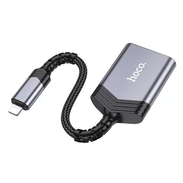 Кардрідер Hoco UA25 2 в 1 Card Reader Lightning (SD/TF) - Metal Grey hoco ua25 ip фото