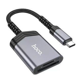Кардрідер Hoco UA25 2 в 1 Card Reader Type-C (SD/TF) - Metal Grey hoco ua25 tc фото