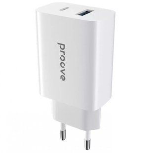 Мережевий зарядний пристрій Proove Rapid 20W швидка зарядка USB + Type-C - Білий nc 34915 фото