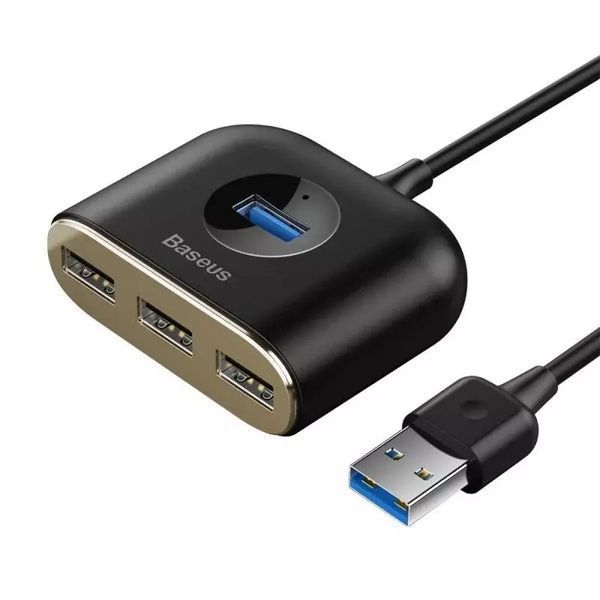 USB-хаб Baseus Square Round 4 in 1 USB HUB Adapter 1 метр - Чорний baseus square фото