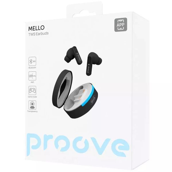 Бездротові навушники Proove Mello TWS з шумопоглинанням ANC та додатком - Black nc 66961 фото