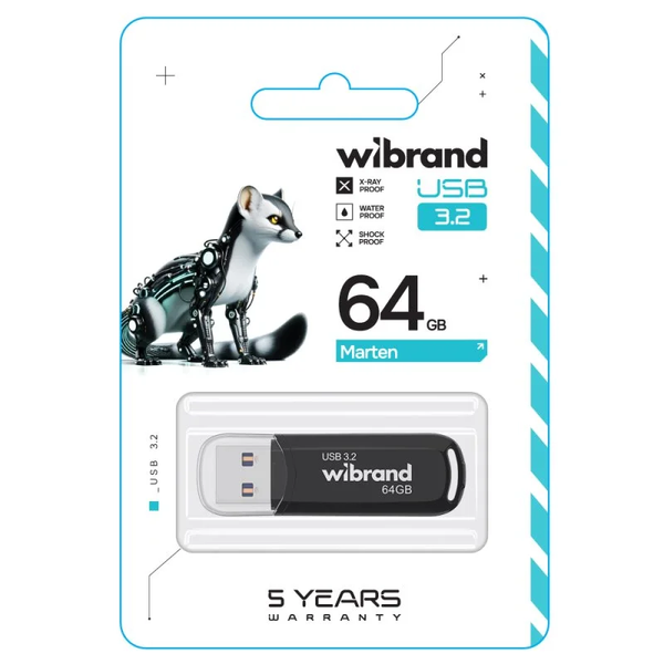 Флеш‑накопичувач Wibrand Marten USB 3.2 Gen1 64GB - Black wilbrand marten-g1 usb 64gb фото