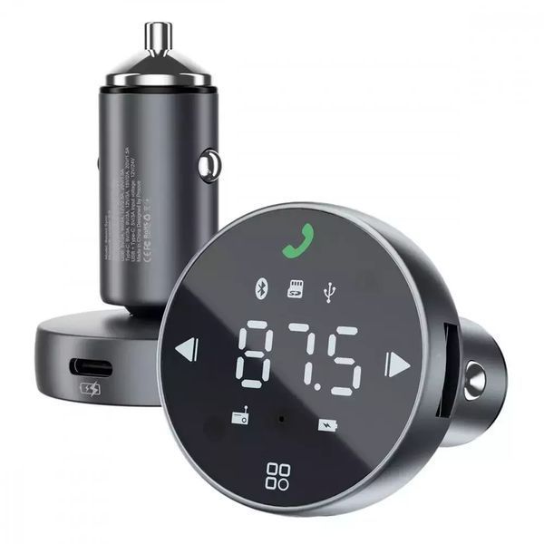 ФМ трансмітер автомобільний Proove FM Launcher Sound Sync 30W Блютуз модулятор - Сірий nc 50880 фото