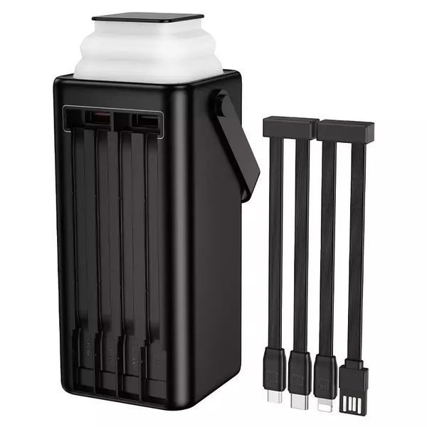 Павербанк Borofone BJ65A High 50000mAh 22.5W PD20W з вбудованими кабелями та ліхтариком - Чорний borofone bj65a фото