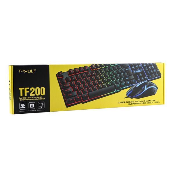Дротовий комплект миша + клавіатура TWolf TF200 з RGB підсвіткою - Чорний twolf tf200 фото